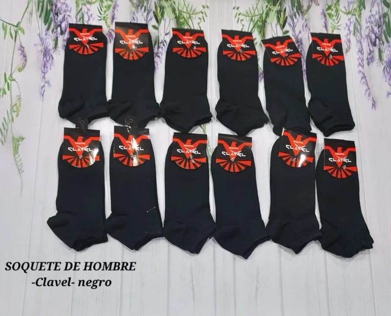 Soquetes algodón puro negro x6